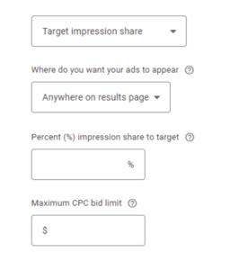 target impression share setting