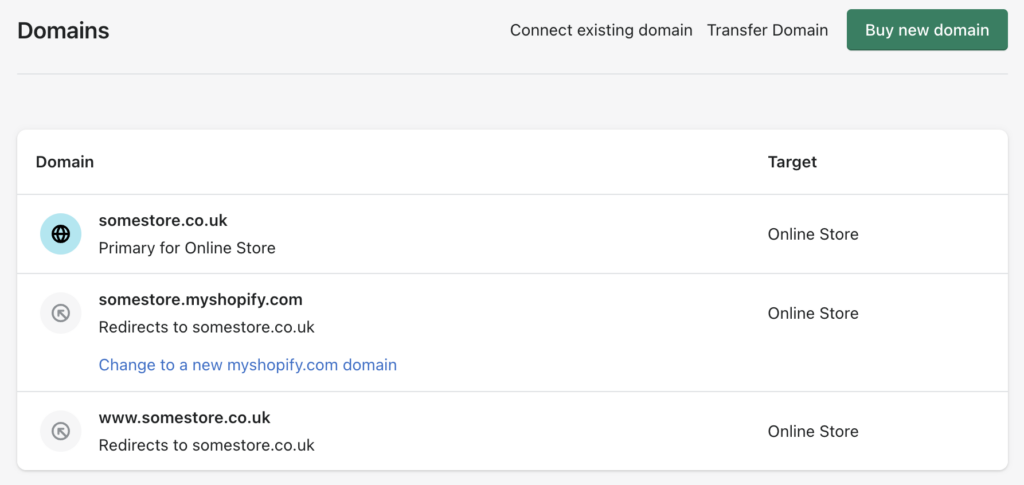 Shopify domain type