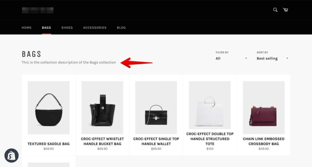 Shopify collection page example